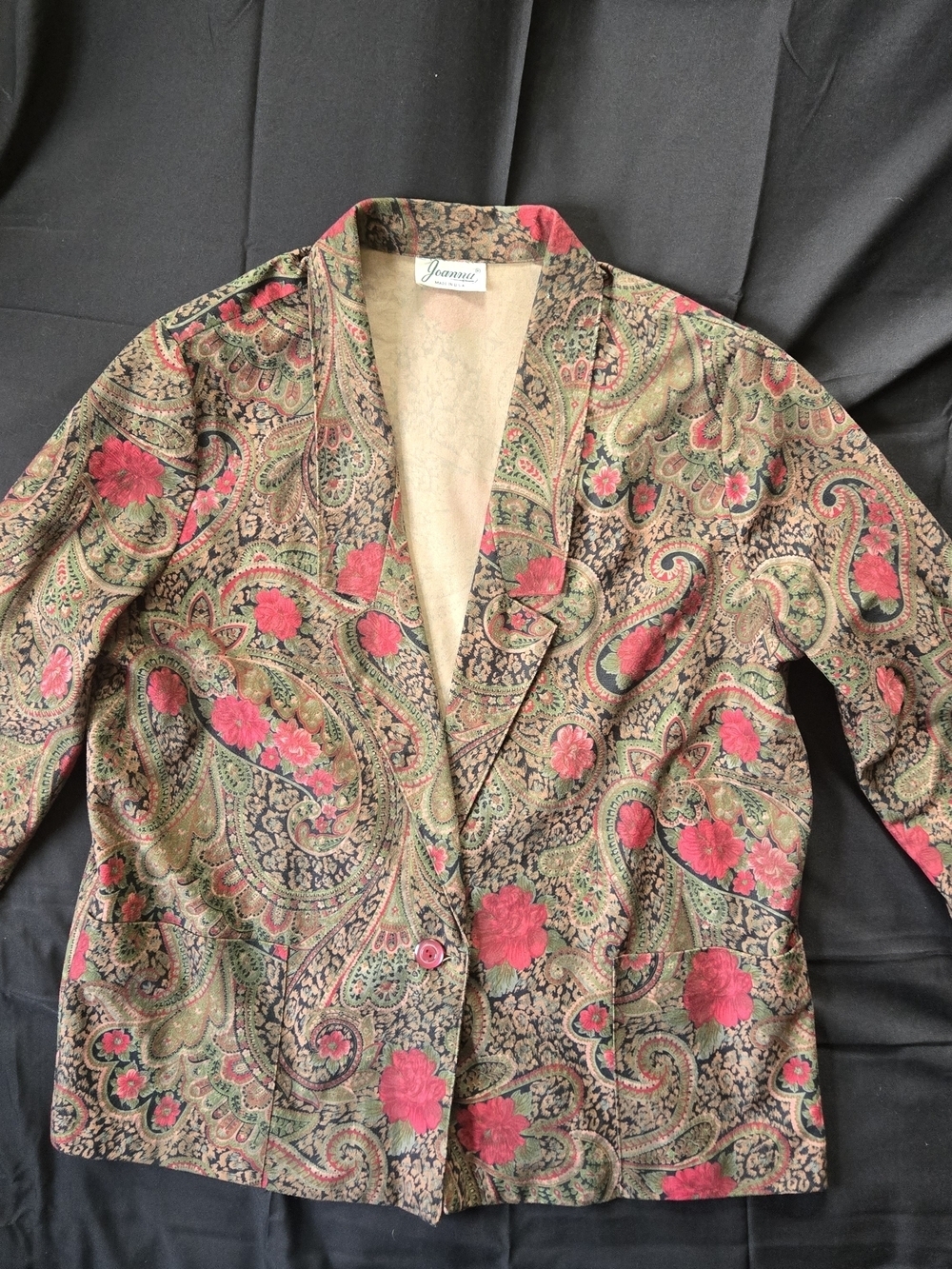 Boho Paisley Vintage Blazer Lagenlook Floral Animal Print Joanna Made In USA - Picture 2 of 9
